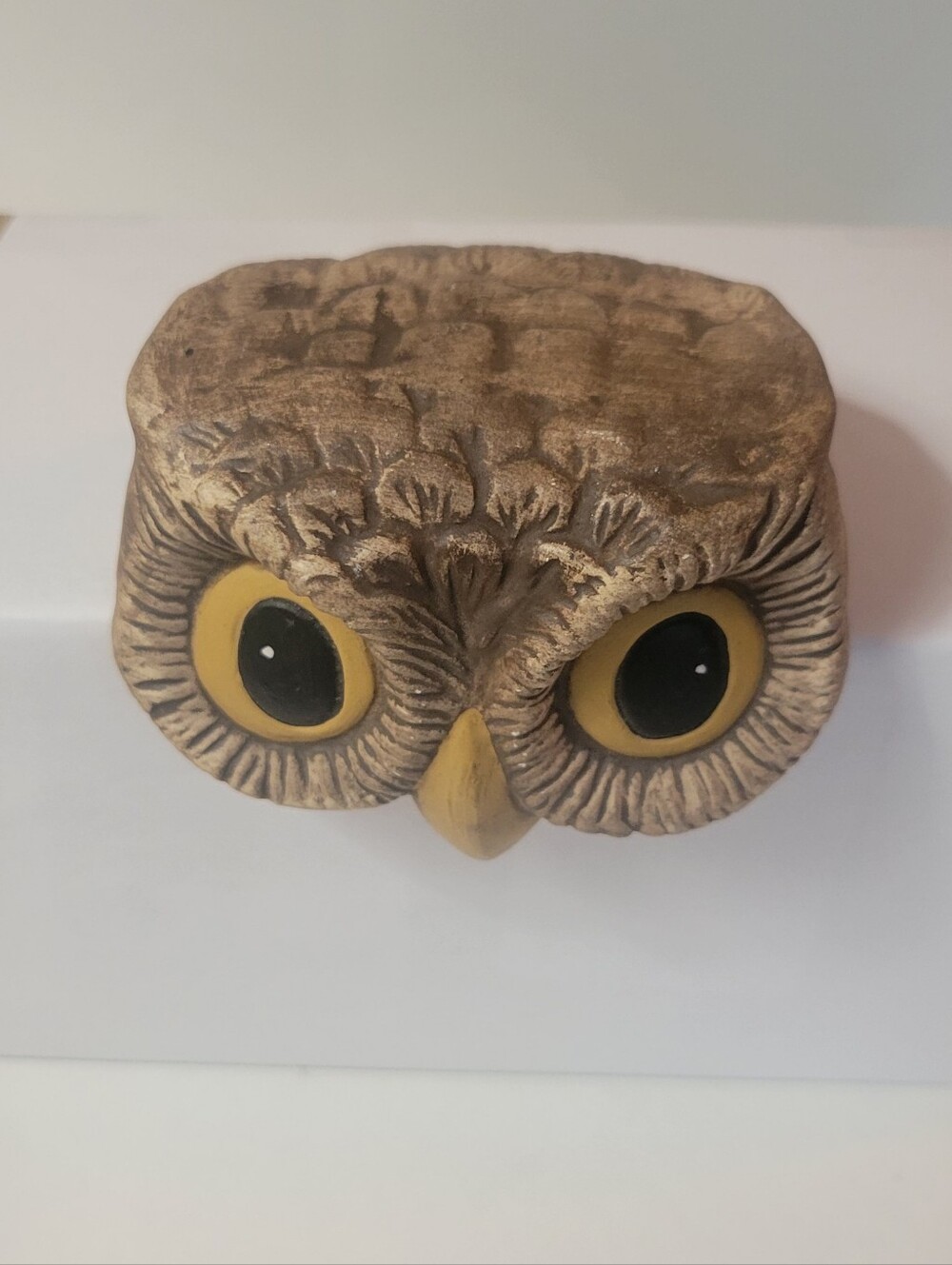 Ceramic Owl Wall Accent in Brown and Yellow
